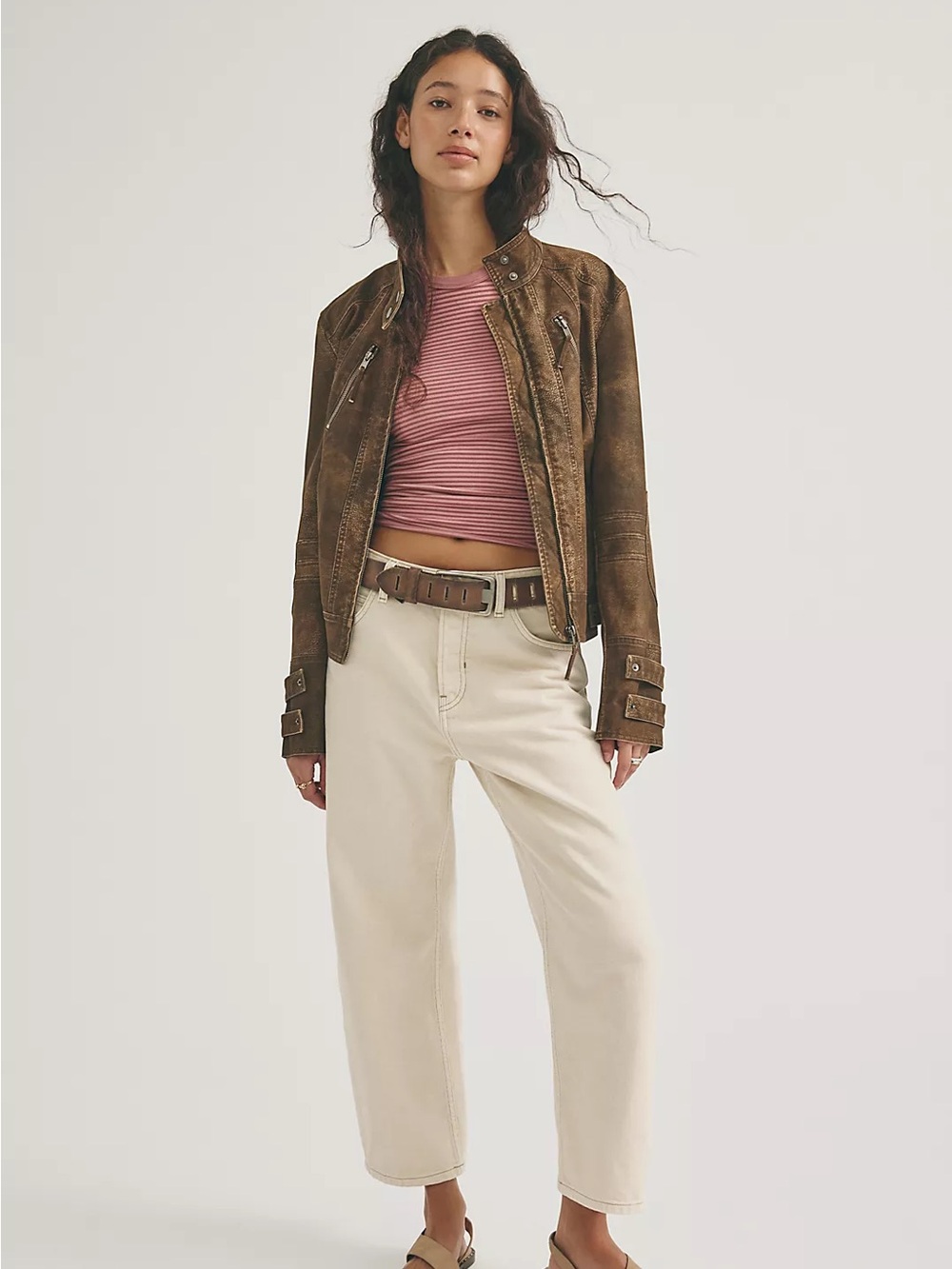 NWT Free People We the Free Deep Trance Dropped Boyfriend Jeans in Casual Khaki.